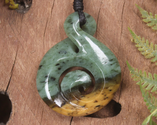 Koru Twist carved from Flower Jade Pounamu - NZ Greenstone