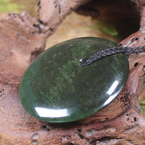 Porowhita or Pi Stone carved from Kawakawa Pounamu - NZ Greenstone