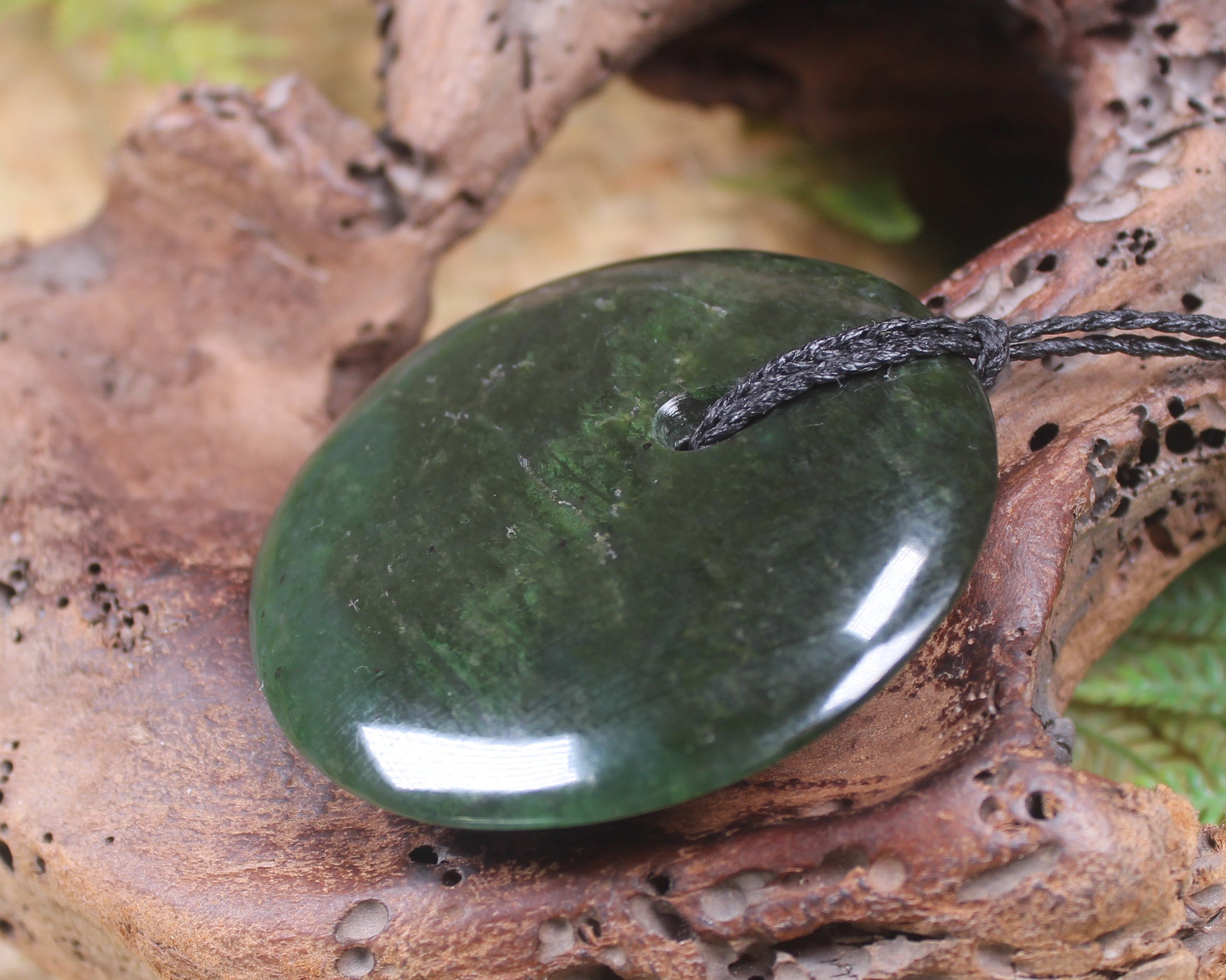 Porowhita or Pi Stone carved from Kawakawa Pounamu - NZ Greenstone