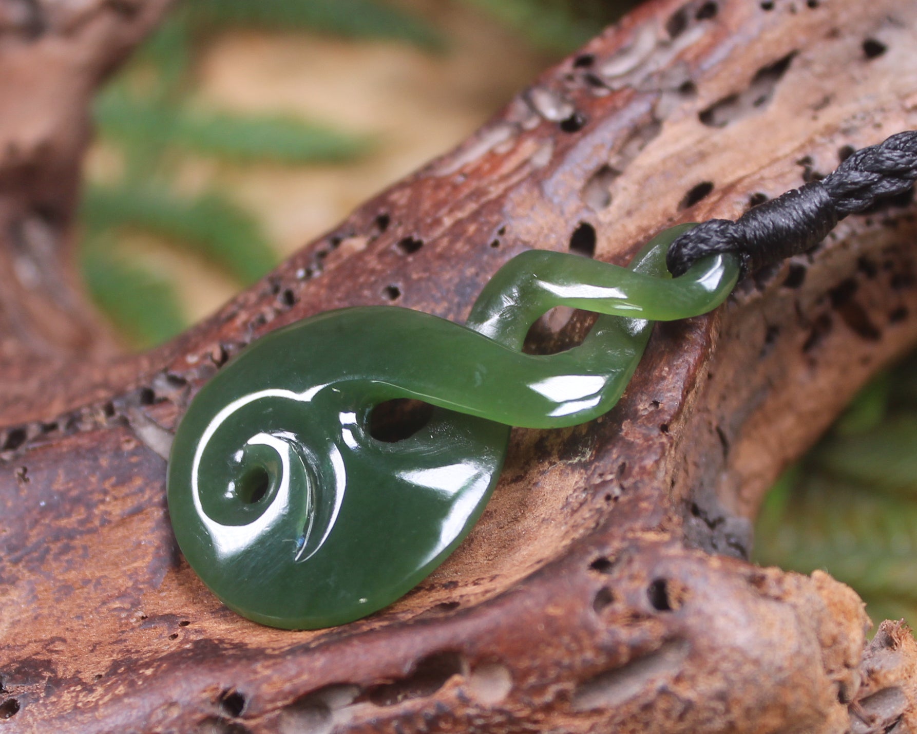 Koru Twist carved from Inanga Pounamu - NZ Greenstone