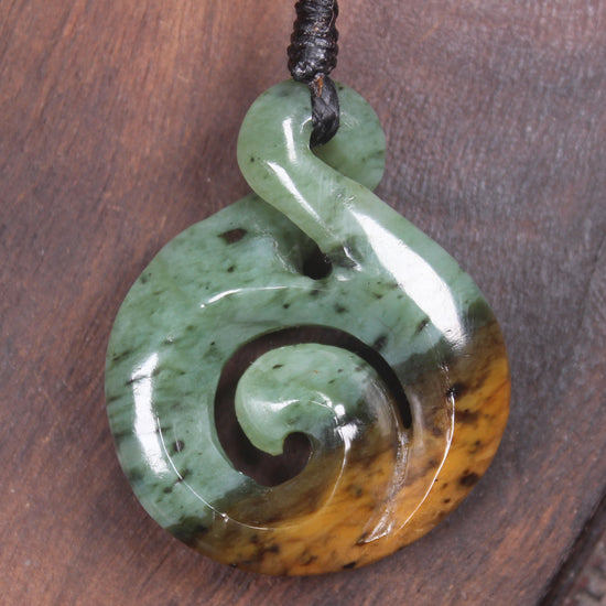 Koru Twist carved from Flower Jade Pounamu - NZ Greenstone
