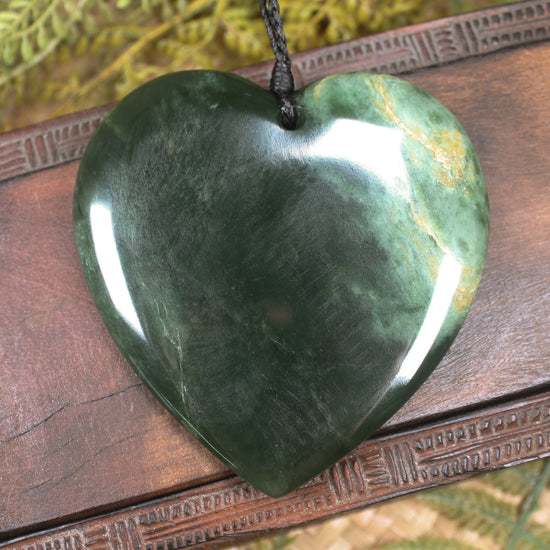 Heart carved from Flower Jade Pounamu - NZ Greenstone