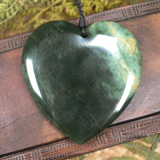 Heart carved from Flower Jade Pounamu - NZ Greenstone