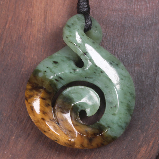 Koru Twist carved from Flower Jade Pounamu - NZ Greenstone