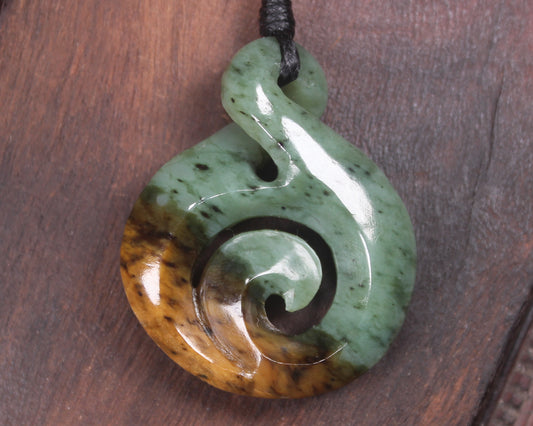 Koru Twist carved from Flower Jade Pounamu - NZ Greenstone