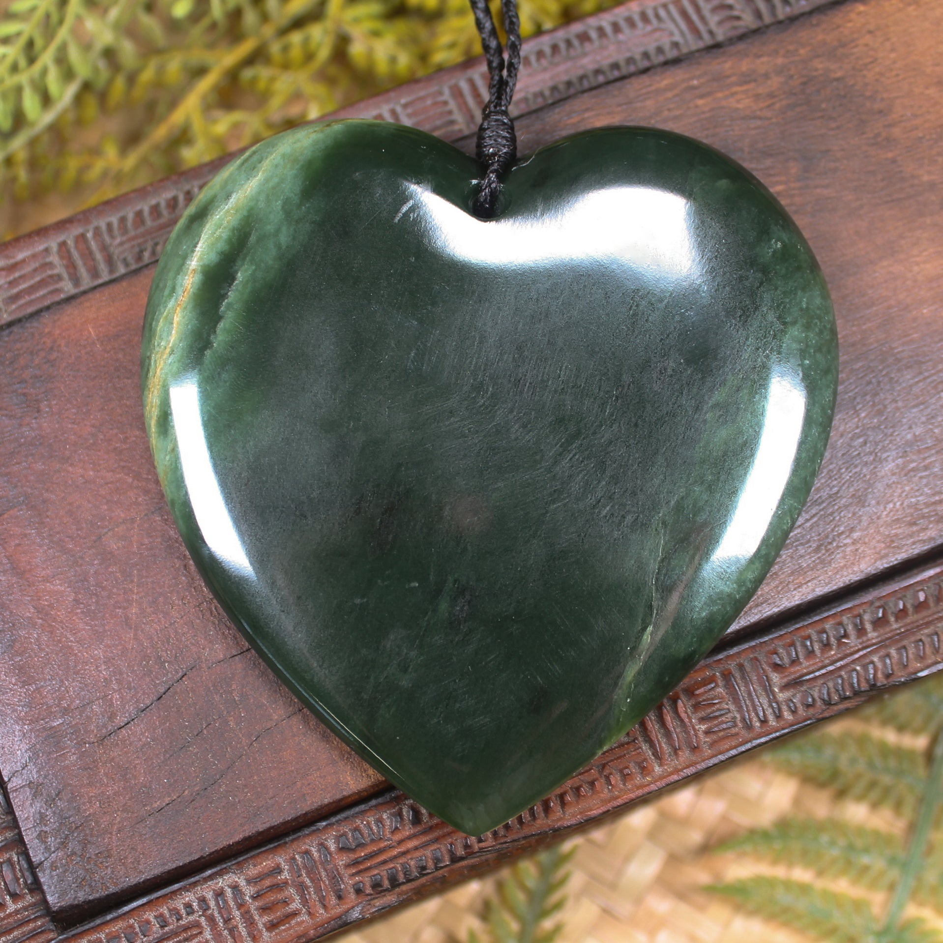 Heart carved from Flower Jade Pounamu - NZ Greenstone