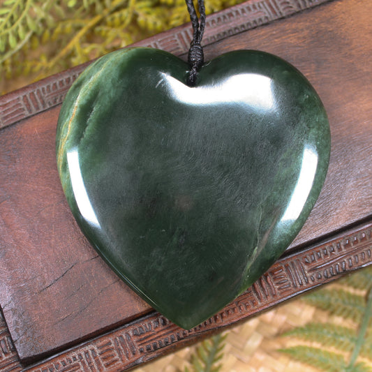 Heart carved from Flower Jade Pounamu - NZ Greenstone