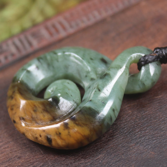 Koru Twist carved from Flower Jade Pounamu - NZ Greenstone