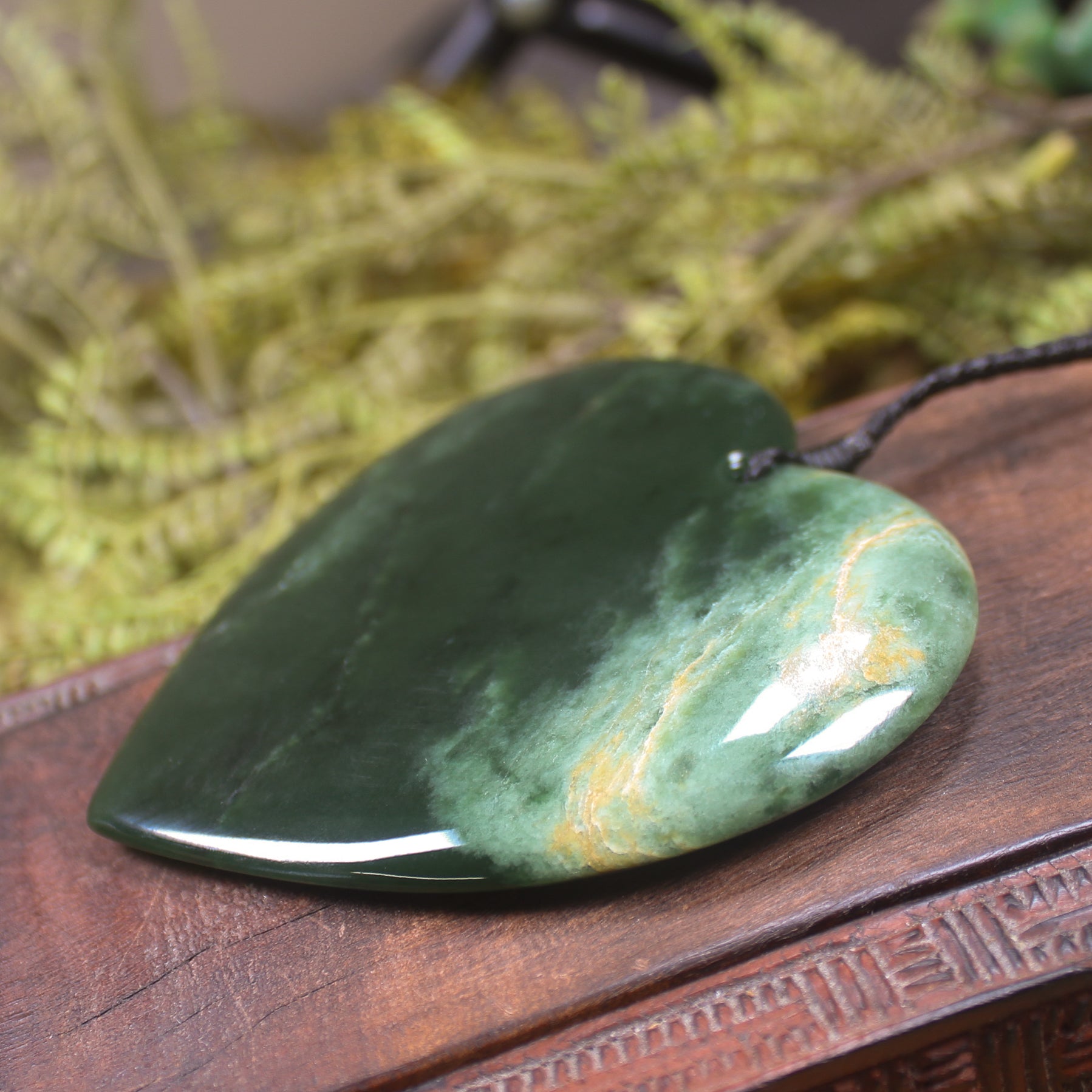 Heart carved from Flower Jade Pounamu - NZ Greenstone