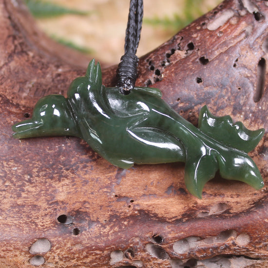 Dolphin or Aihe Pendant - Kawakawa Pounamu - NZ Greenstone