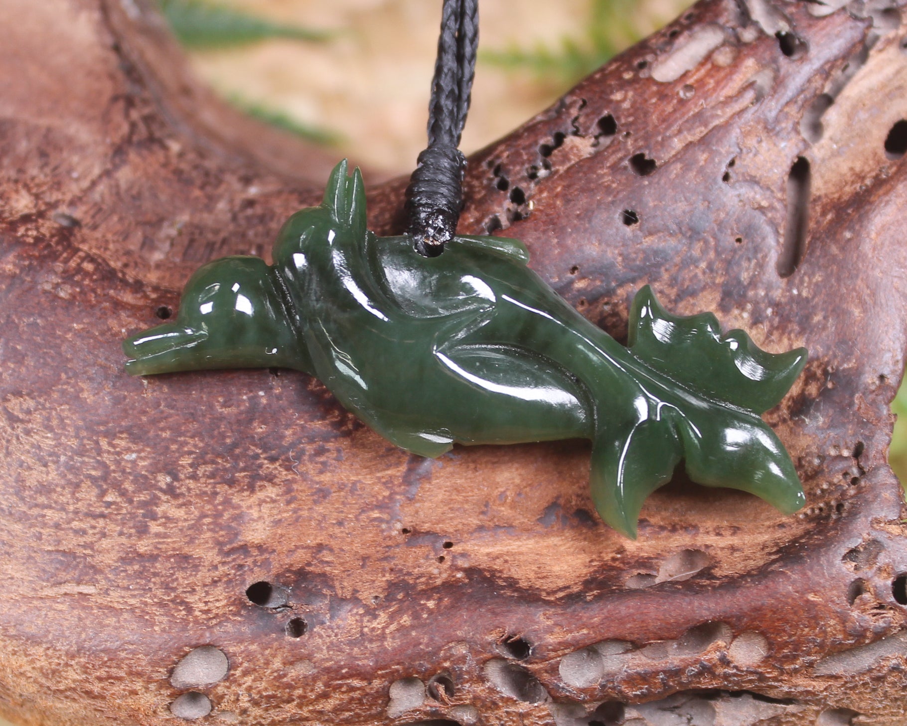 Dolphin or Aihe Pendant - Kawakawa Pounamu - NZ Greenstone