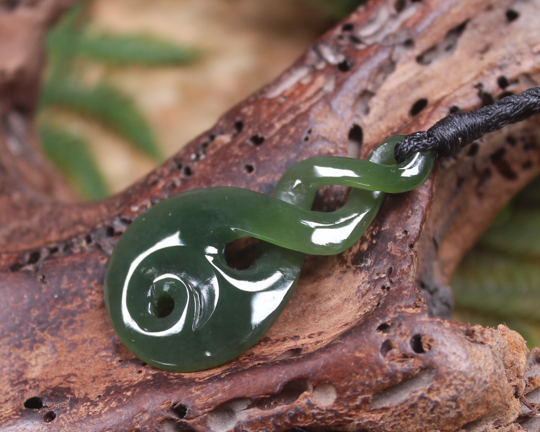 Koru Twist carved from Inanga Pounamu - NZ Greenstone