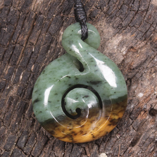Koru Twist carved from Flower Jade Pounamu - NZ Greenstone
