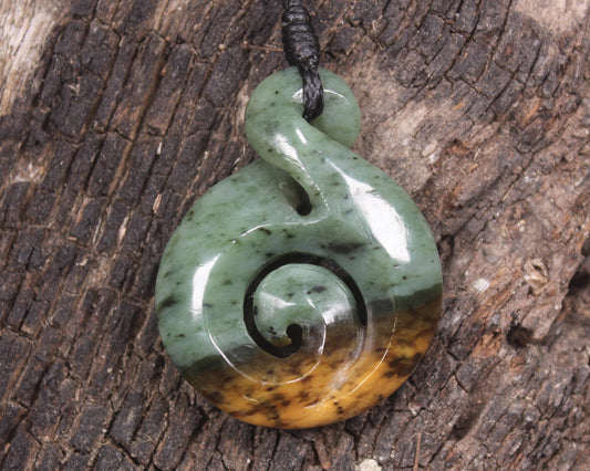 Koru Twist carved from Flower Jade Pounamu - NZ Greenstone