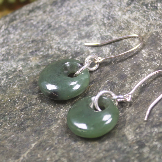 Porowhita Earrings carved from Hapopo Pounamu - NZ Greenstone