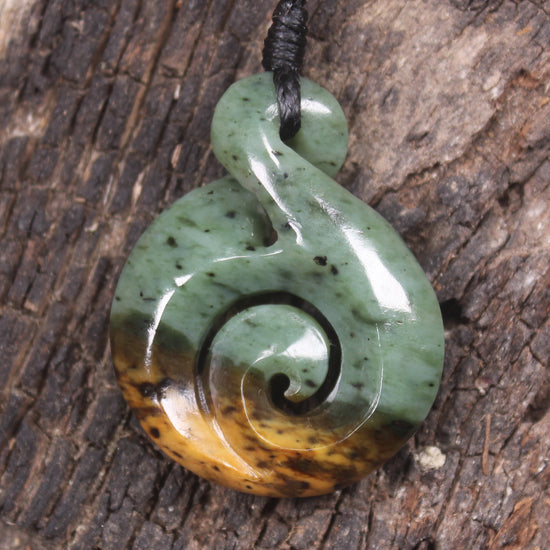 Koru Twist carved from Flower Jade Pounamu - NZ Greenstone