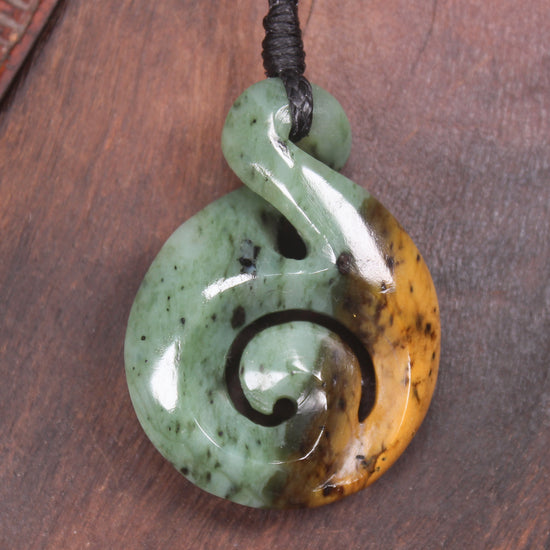 Koru Twist carved from Flower Jade Pounamu - NZ Greenstone