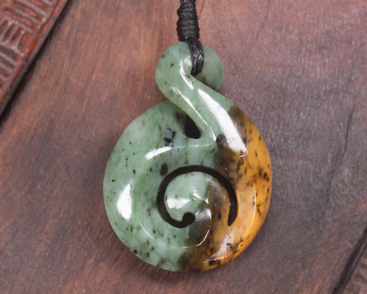 Koru Twist carved from Flower Jade Pounamu - NZ Greenstone