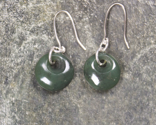 Porowhita Earrings carved from Hapopo Pounamu - NZ Greenstone