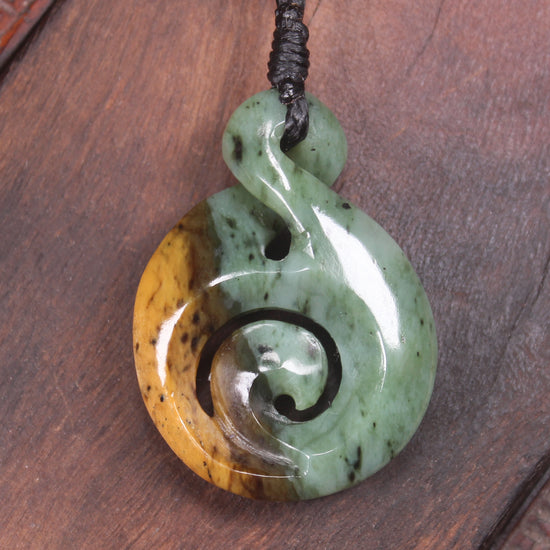 Koru Twist carved from Flower Jade Pounamu - NZ Greenstone