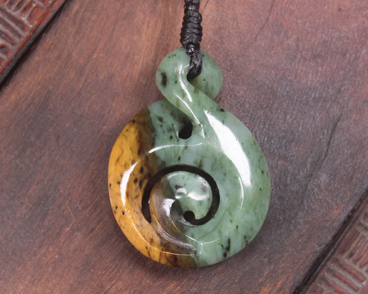 Koru Twist carved from Flower Jade Pounamu - NZ Greenstone