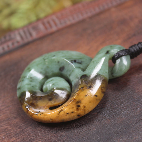 Koru Twist carved from Flower Jade Pounamu - NZ Greenstone