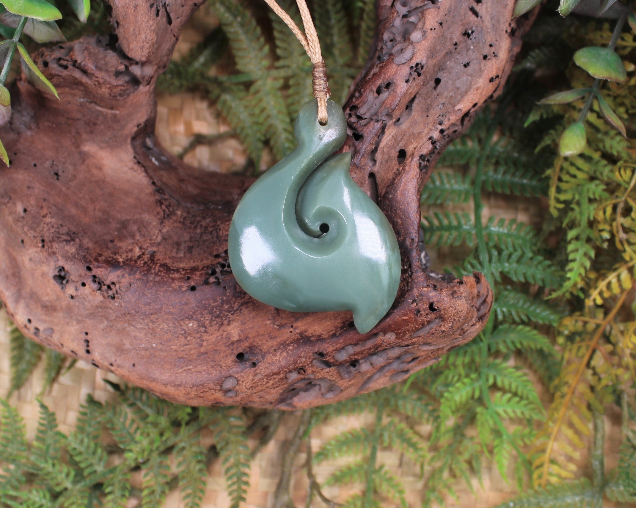 Hei Matau carved from Inanga Pounamu - NZ Greenstone