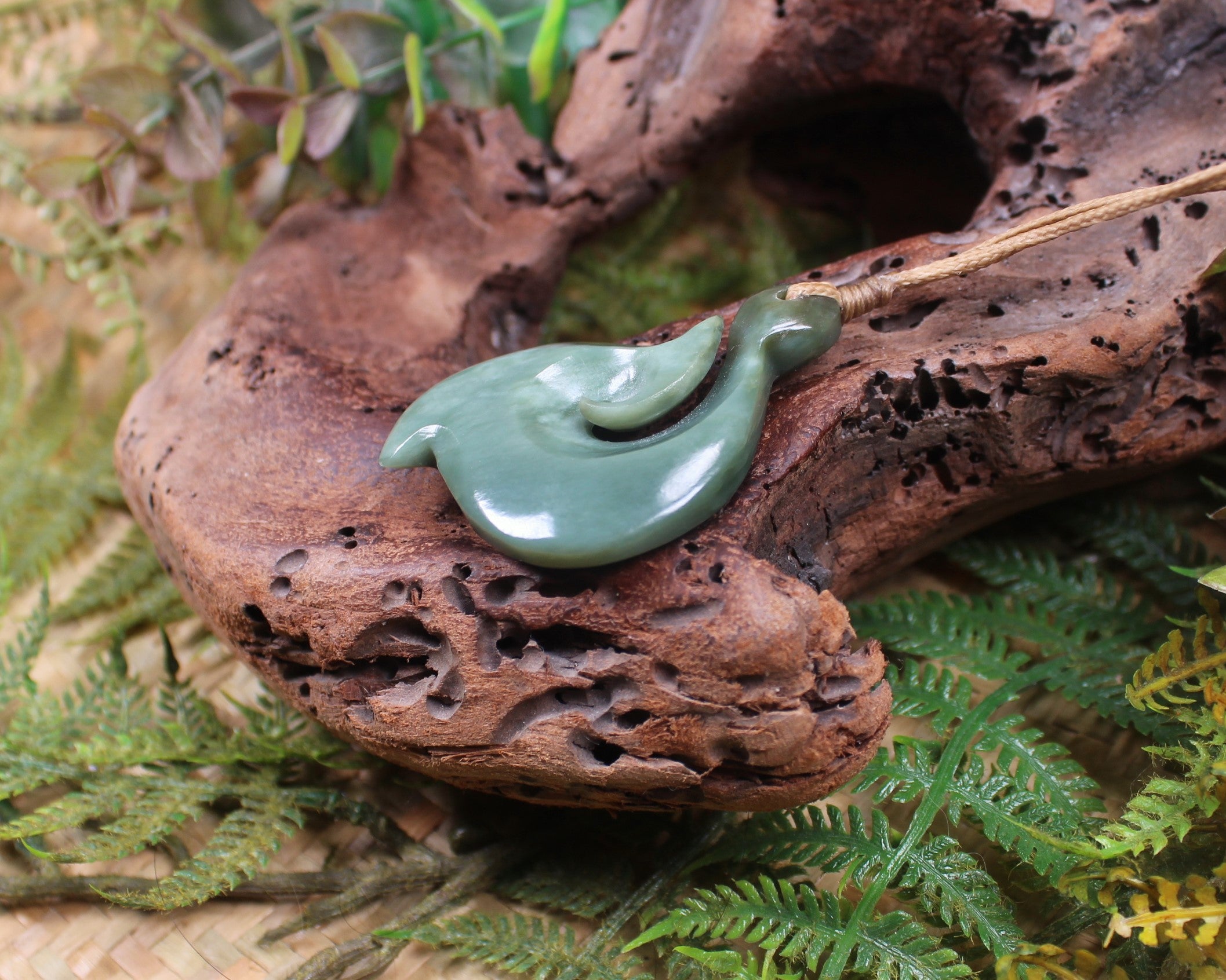 Hei Matau carved from Inanga Pounamu - NZ Greenstone