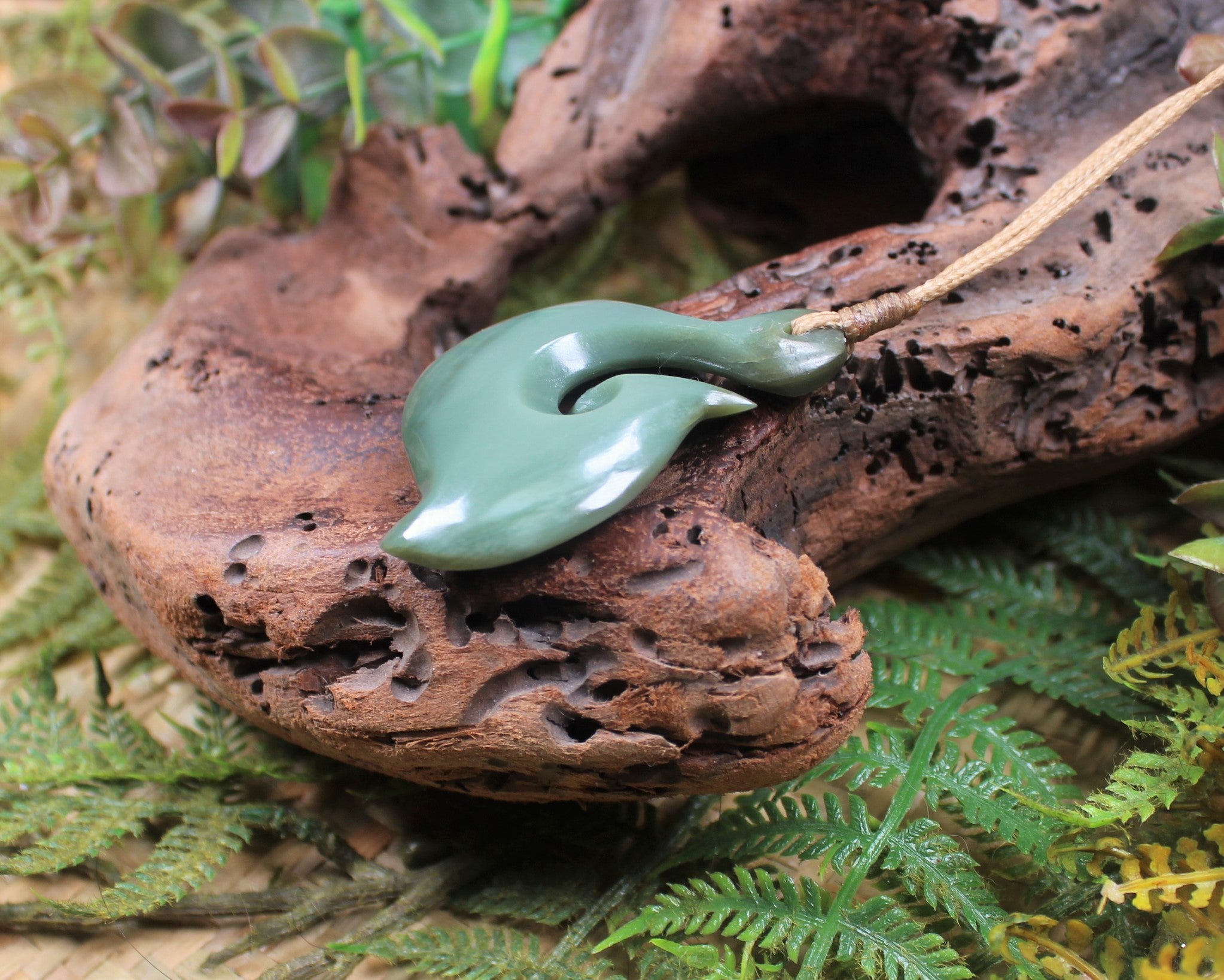 Hei Matau carved from Inanga Pounamu - NZ Greenstone