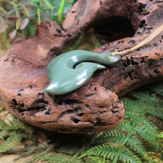Hei Matau carved from Inanga Pounamu - NZ Greenstone