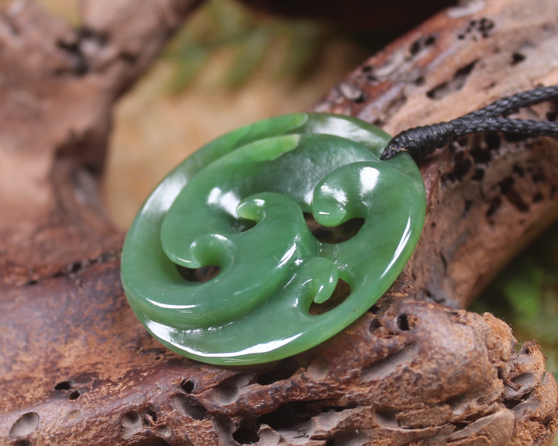 Koru or Spiral carved from Inanga Pounamu - NZ Greenstone