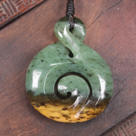 Koru Twist carved from Flower Jade Pounamu - NZ Greenstone