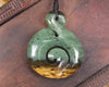 Koru Twist carved from Flower Jade Pounamu - NZ Greenstone