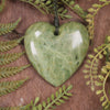 Heart carved from Flower Jade Pounamu - NZ Greenstone