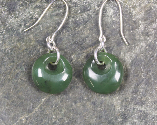Porowhita Earrings carved from Hapopo Pounamu - NZ Greenstone