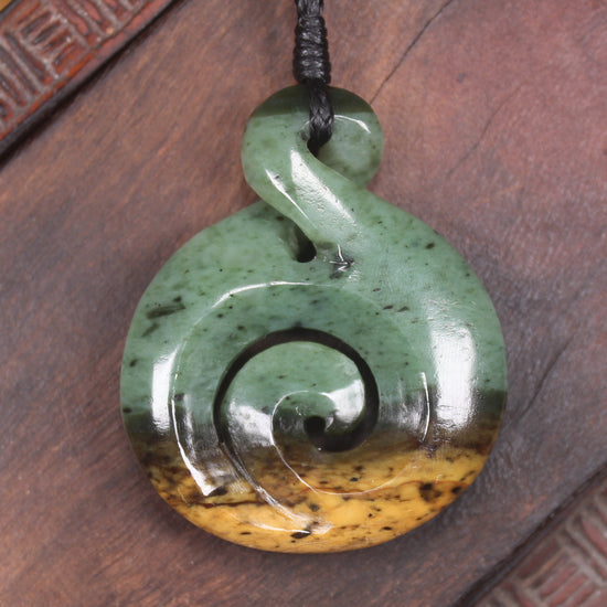 Koru Twist carved from Flower Jade Pounamu - NZ Greenstone