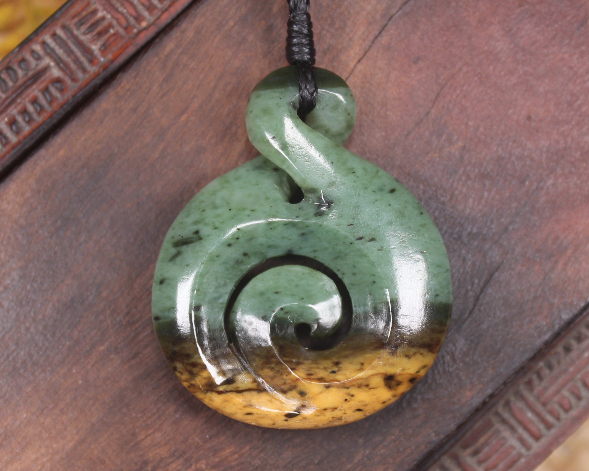 Koru Twist carved from Flower Jade Pounamu - NZ Greenstone