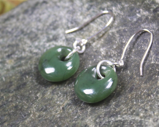 Porowhita Earrings carved from Hapopo Pounamu - NZ Greenstone