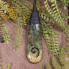 Roimata or Teardrop with Koru carved from Flower Jade Pounamu - NZ Greenstone
