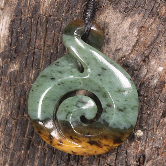 Koru Twist carved from Flower Jade Pounamu - NZ Greenstone