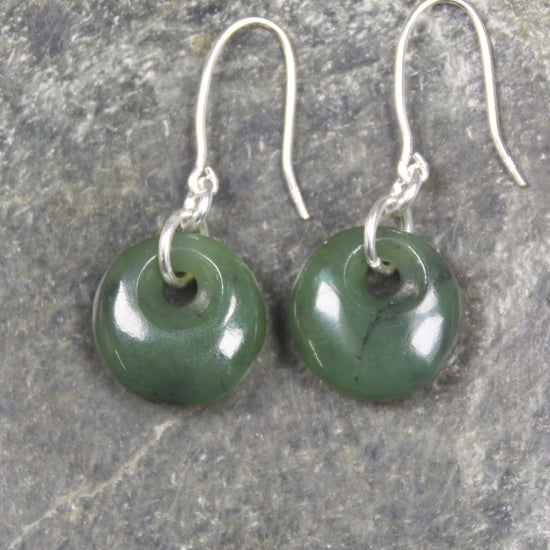 Porowhita Earrings carved from Hapopo Pounamu - NZ Greenstone