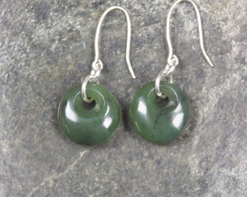 Porowhita Earrings carved from Hapopo Pounamu - NZ Greenstone