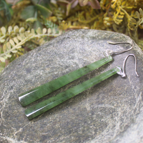 NZ Greenstone Roimata Earrings Hapopo Pounamu
