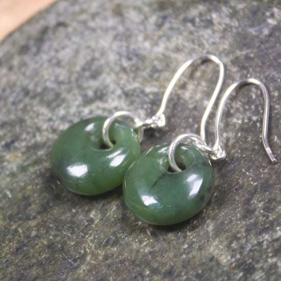 Porowhita Earrings carved from Hapopo Pounamu - NZ Greenstone