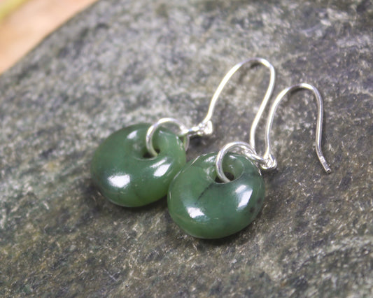 Porowhita Earrings carved from Hapopo Pounamu - NZ Greenstone