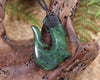 Hei Matau or Fish Hook carved from Kawakawa Pounamu - NZ Greenstone