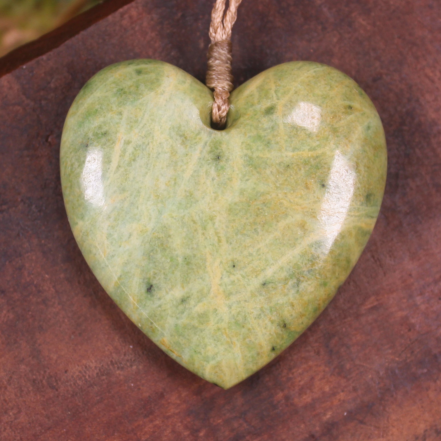 Heart carved from Flower Jade Pounamu - NZ Greenstone
