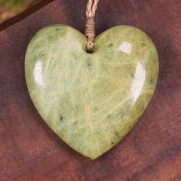 Heart carved from Flower Jade Pounamu - NZ Greenstone