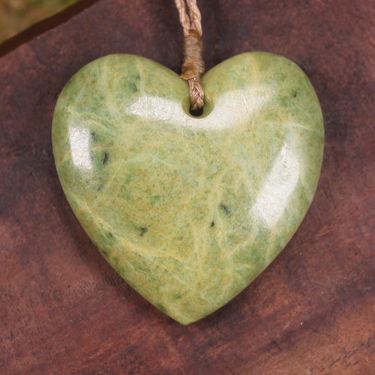 Heart carved from Flower Jade Pounamu - NZ Greenstone