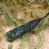 Roimata or Teardrop with Koru carved from Kawakawa Pounamu - NZ Greenstone